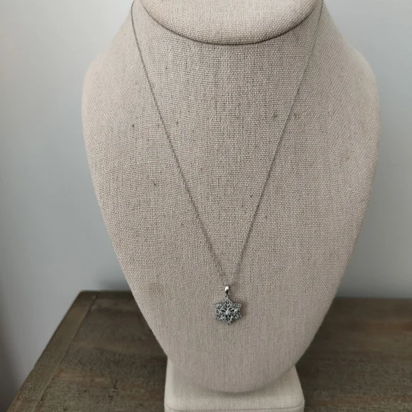 10K Gold White Necklace W/10K White Gold Pendant